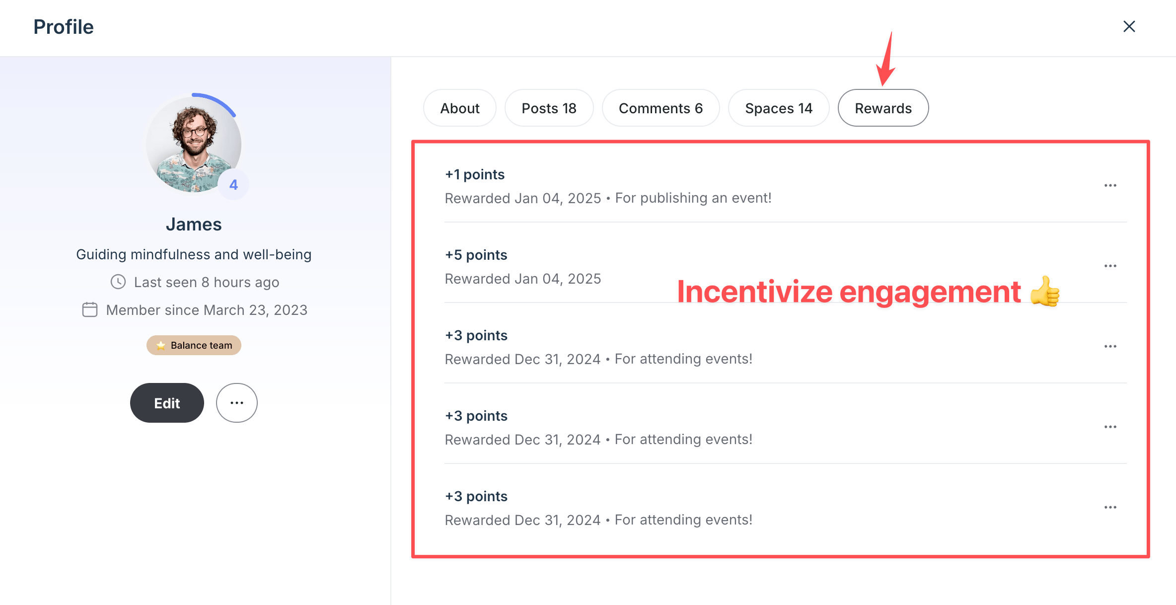 Circle gamification profile