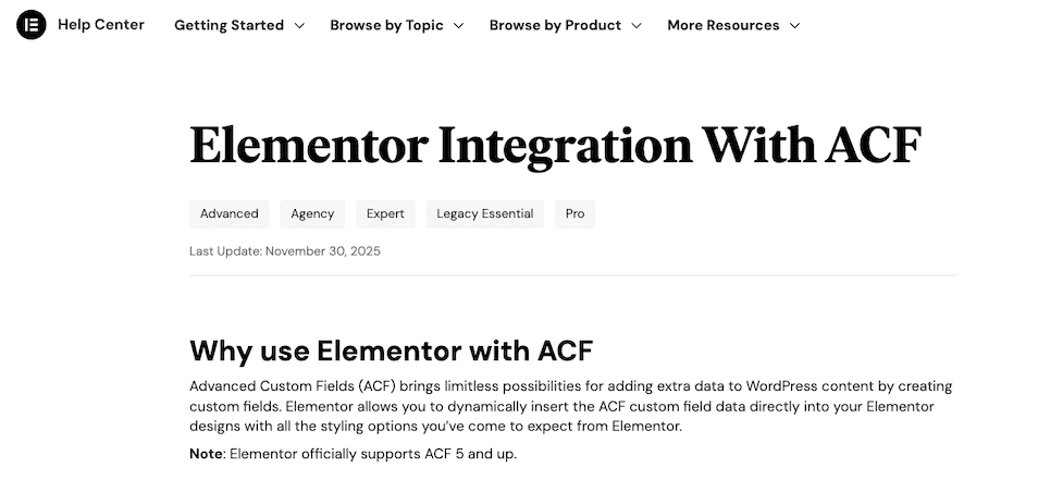 Elementor ACF integration