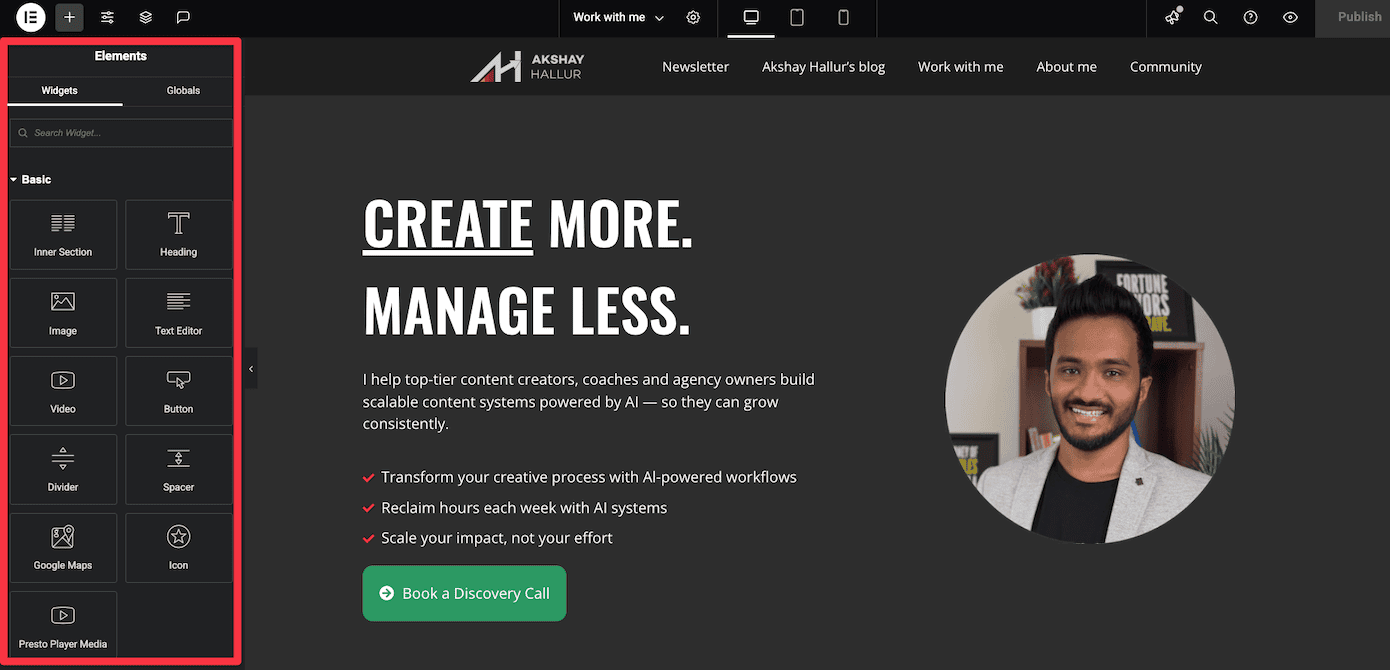Elementor widget library