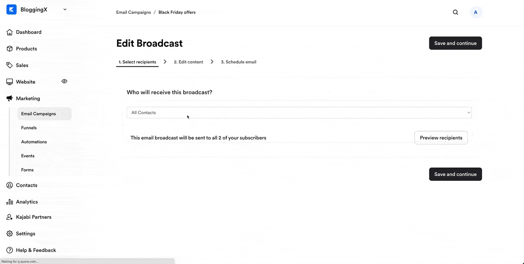 Kajabi email creation