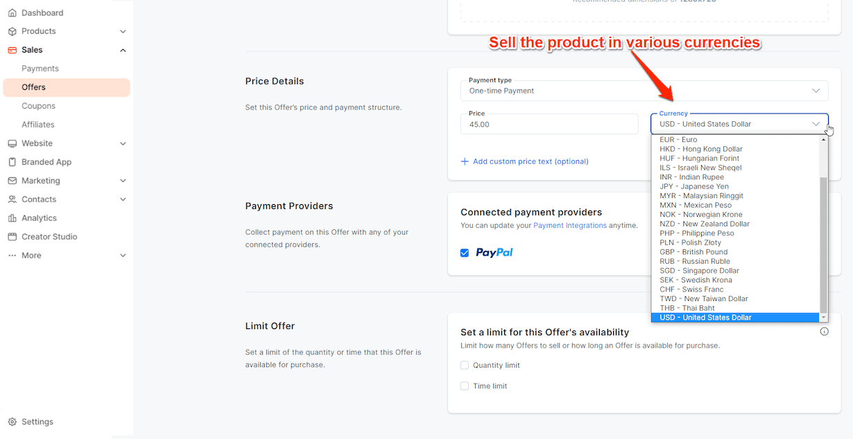 Kajabis multi currency support