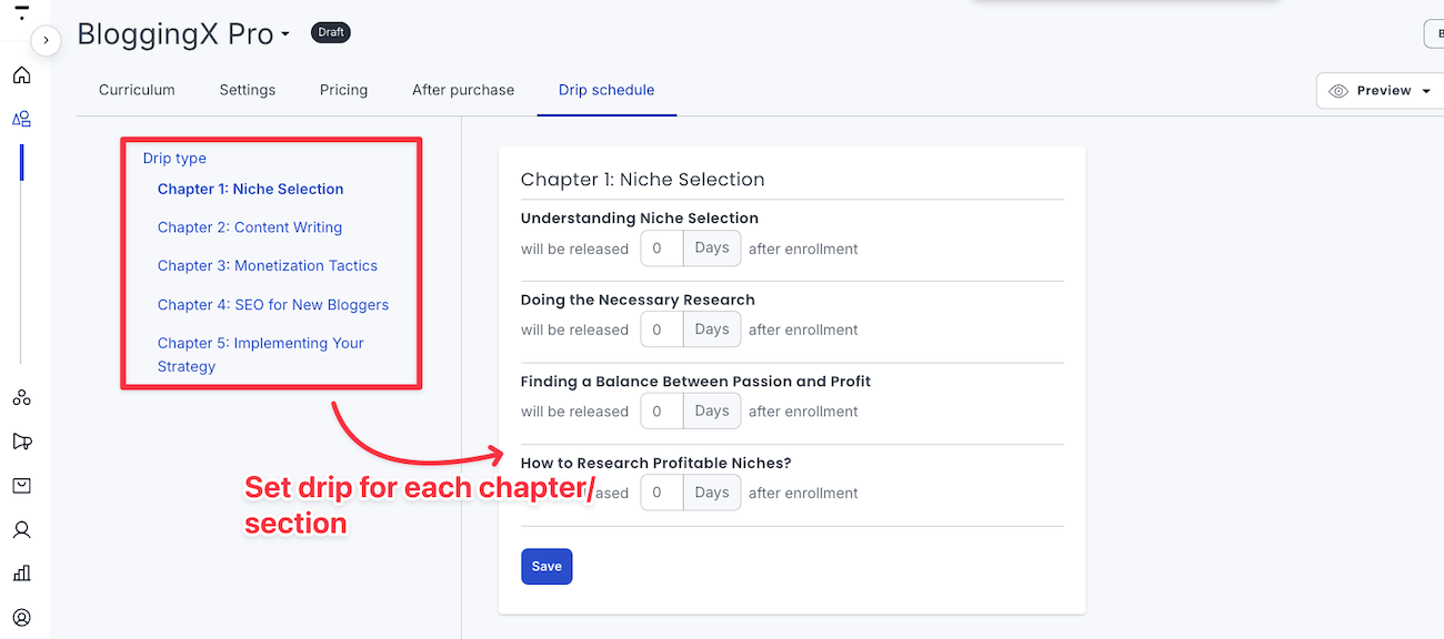 Thinkific drip schedule
