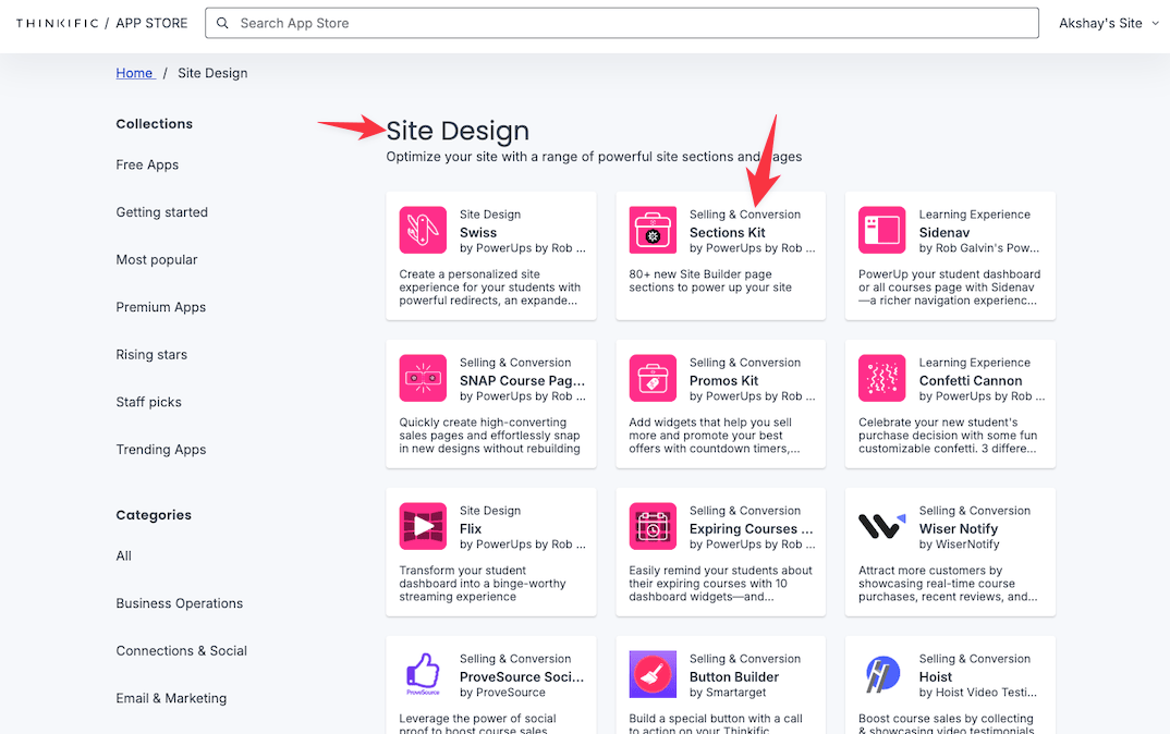 Thinkific site design integrations