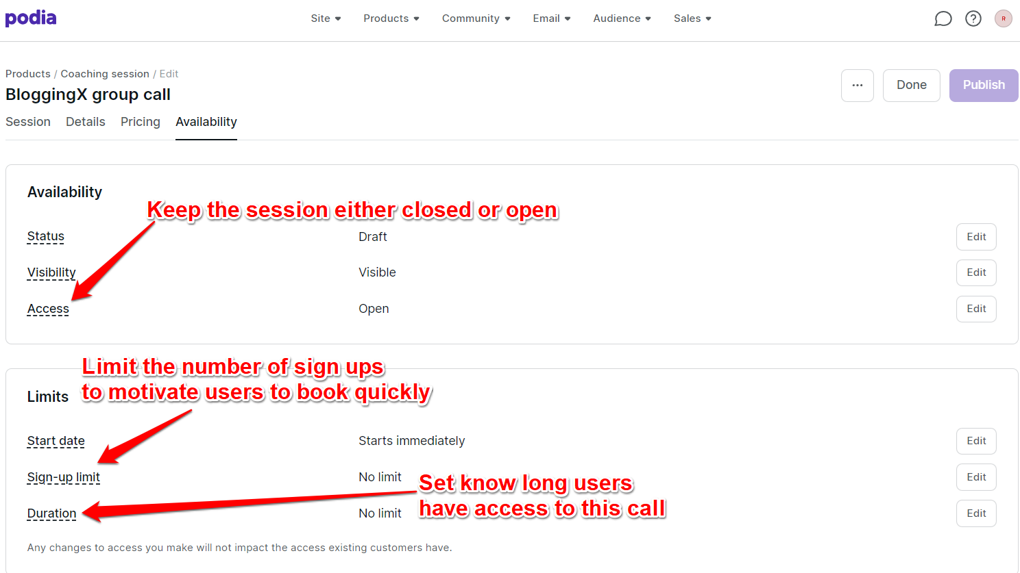 podia coaching calls