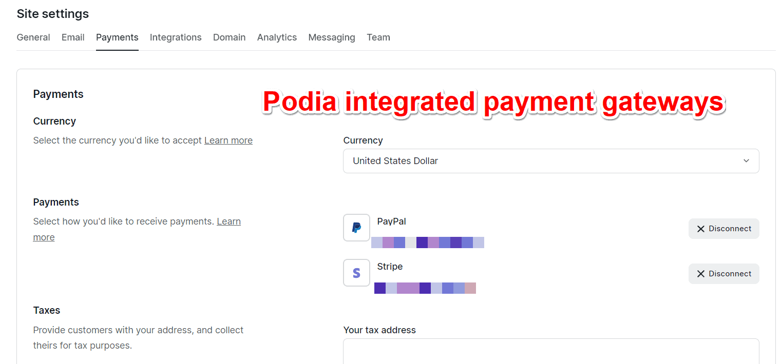 podia integrated payment gateways