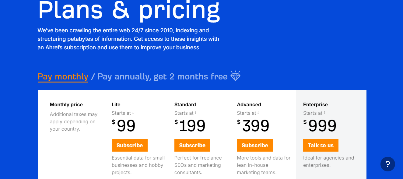 Ahrefs Pricing