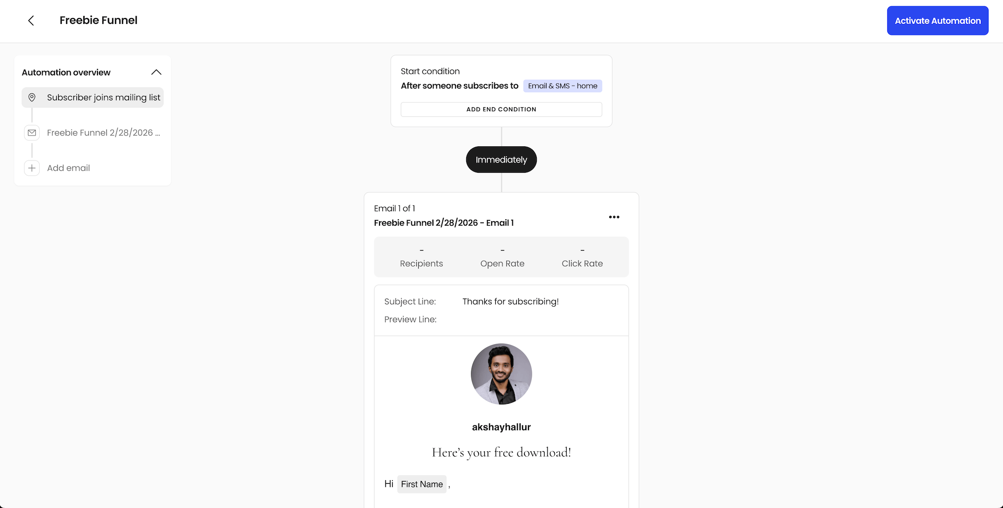 Beacons email automation