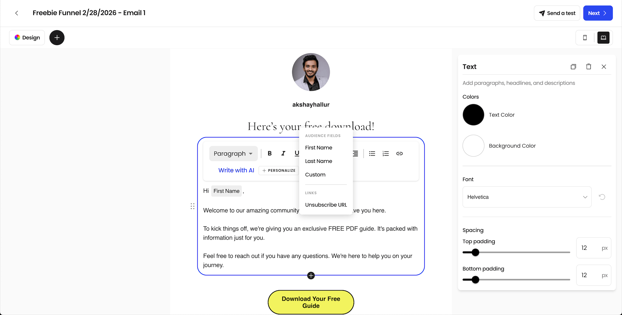 Beacons email composer
