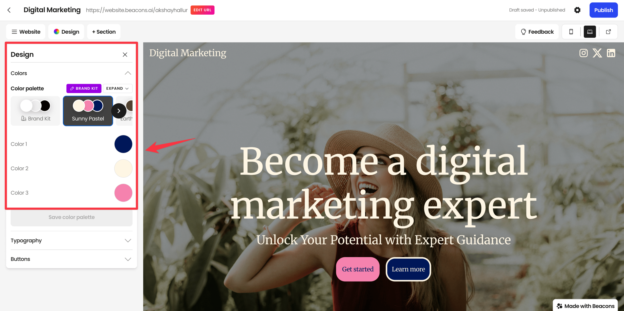 Beacons website builder design options scaled
