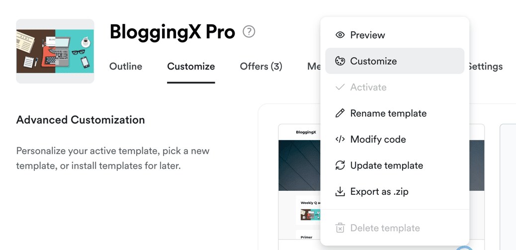 COurse page customizer button