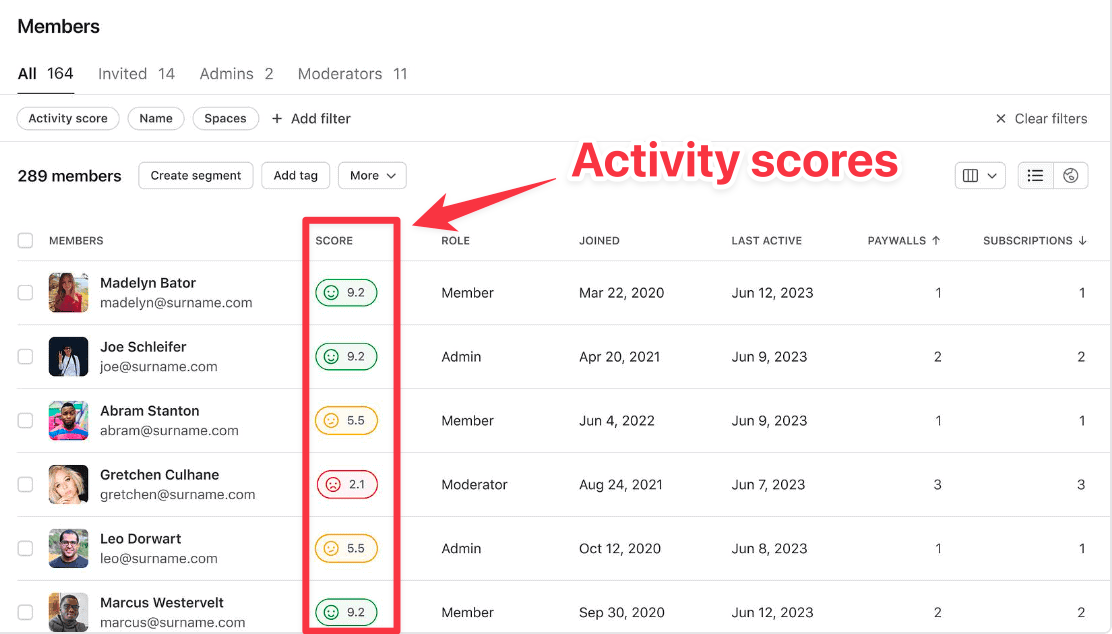 Circle Activity Scores