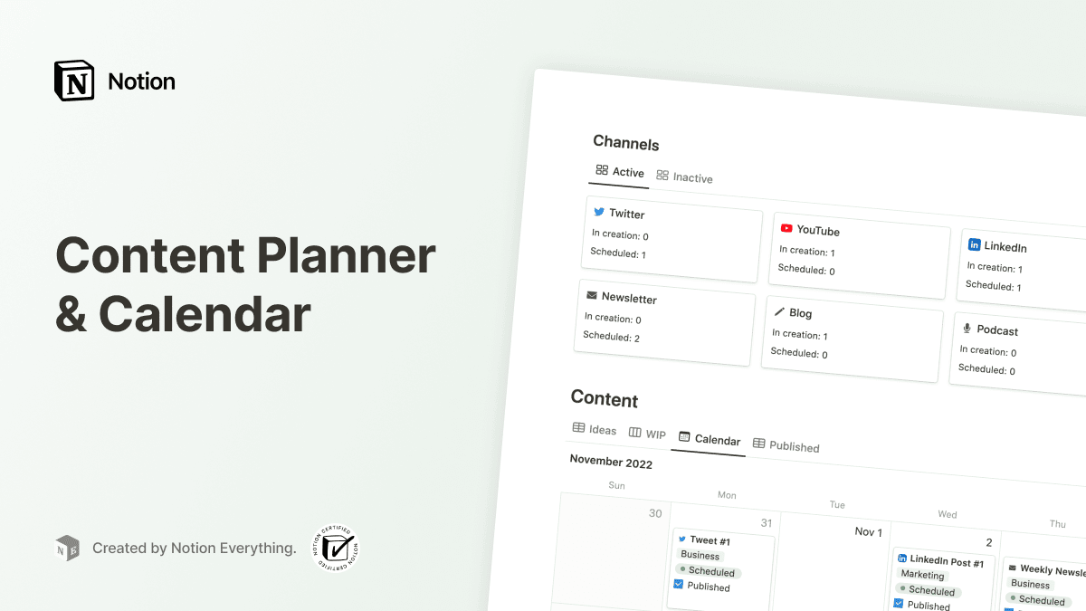 Content Planner Calendar