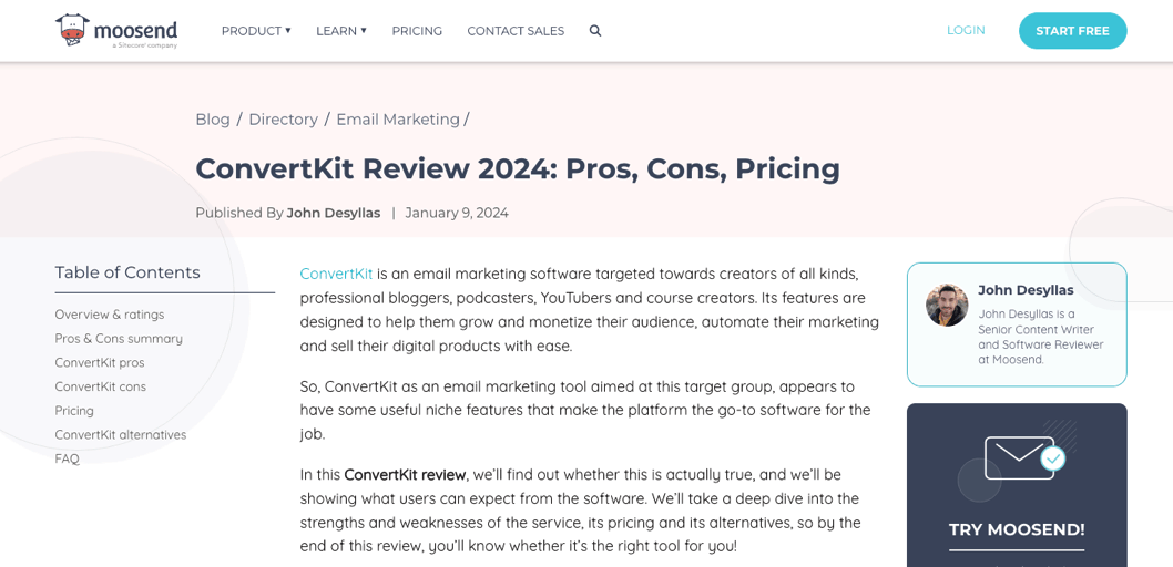 ConvertKit review moosend