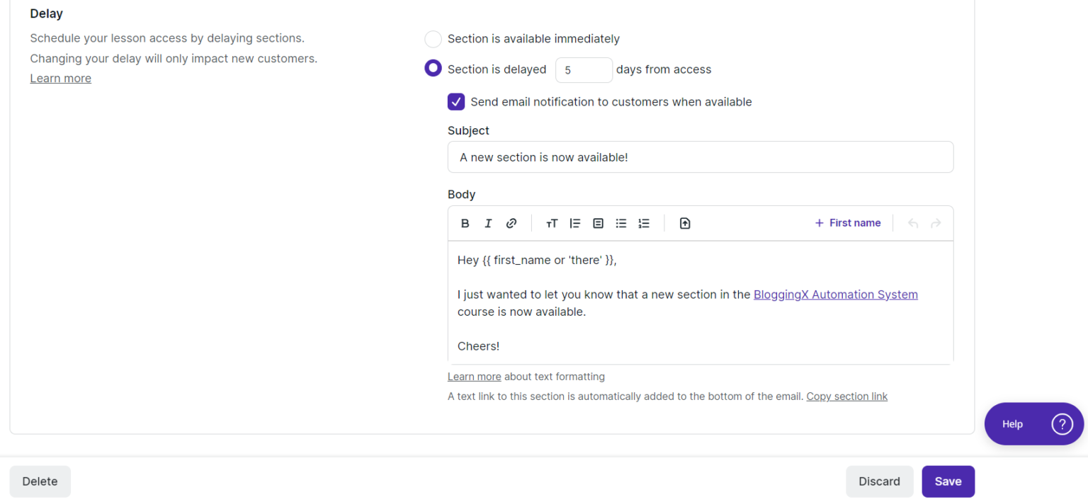Drip scheduling in Podia 1 1536x709 1