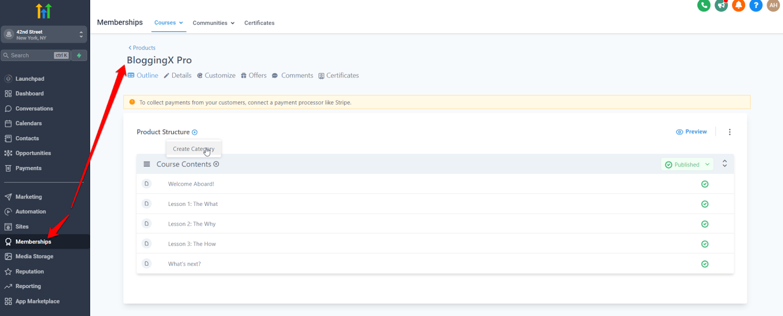 GoHighLevel course page