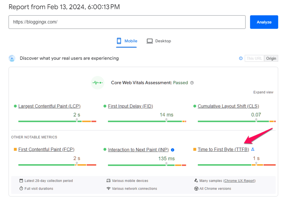Google PageSpeeds TTFB