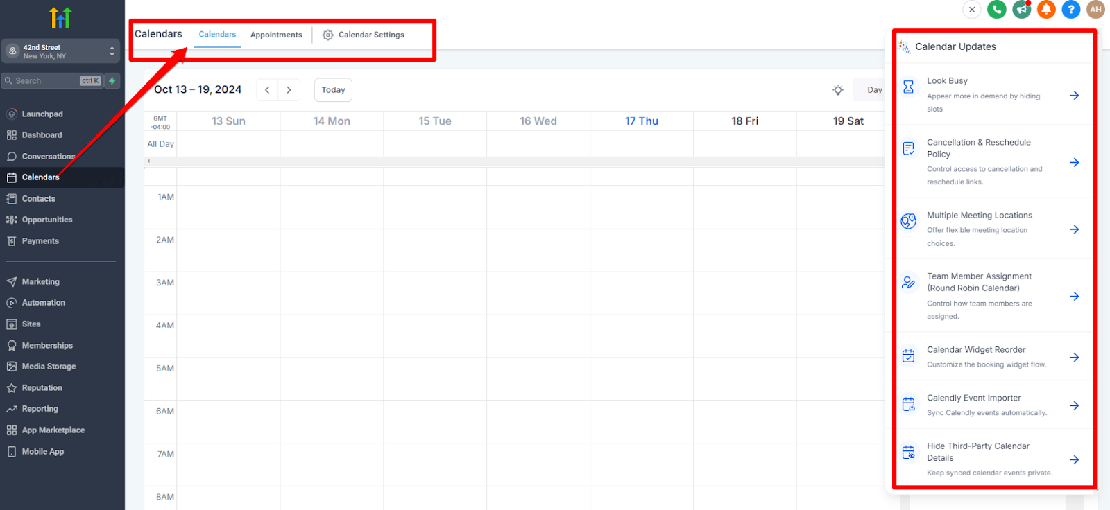HighLevel calendar features