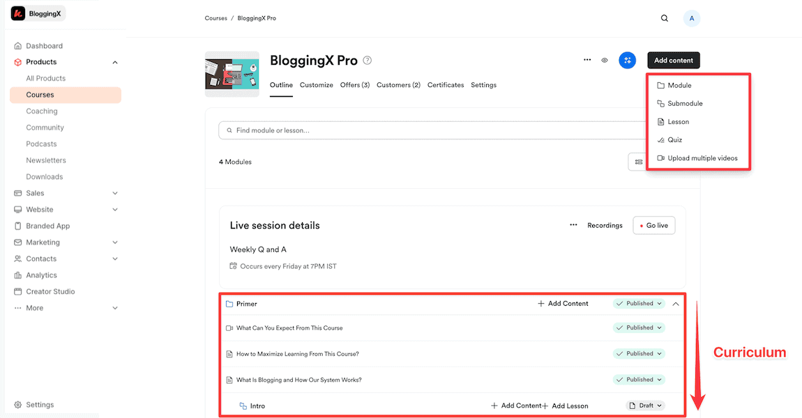 Kajabi course outline 2