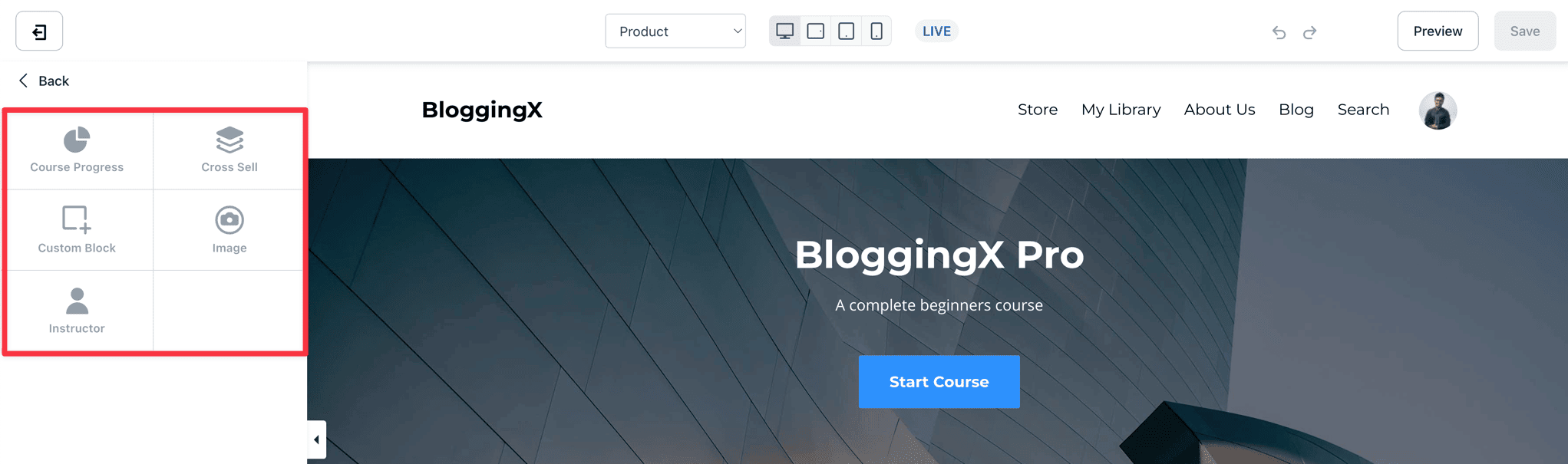 Kajabi course additional blocks