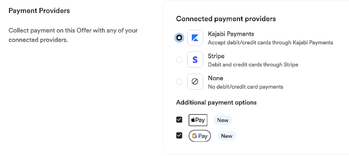 Kajabi payment providers