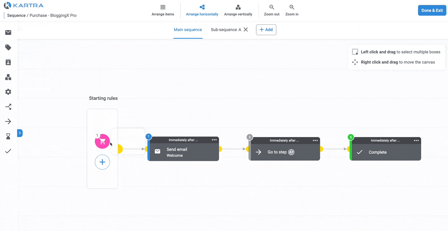 Kartra email sub sequence