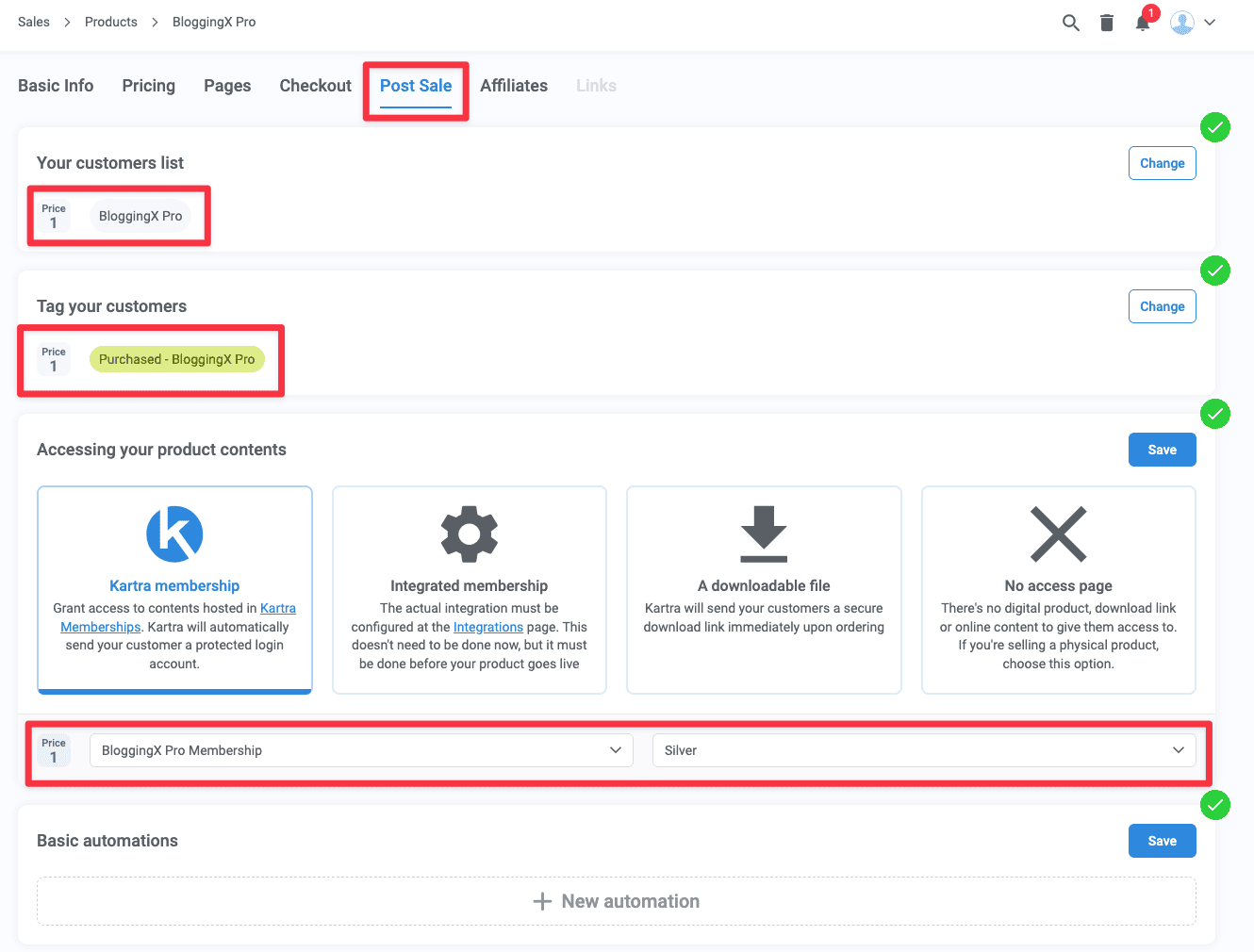 Kartra post sale process