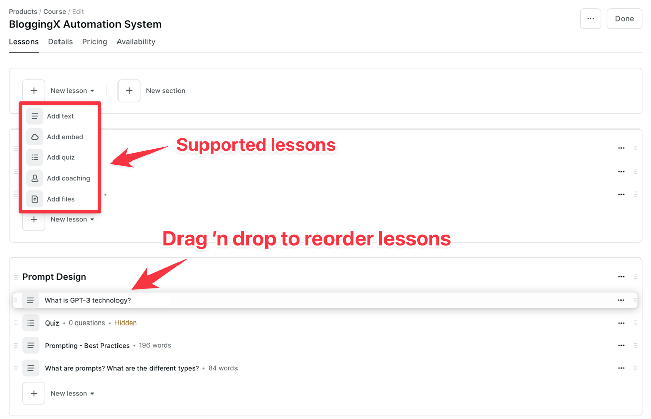 Podia course creation