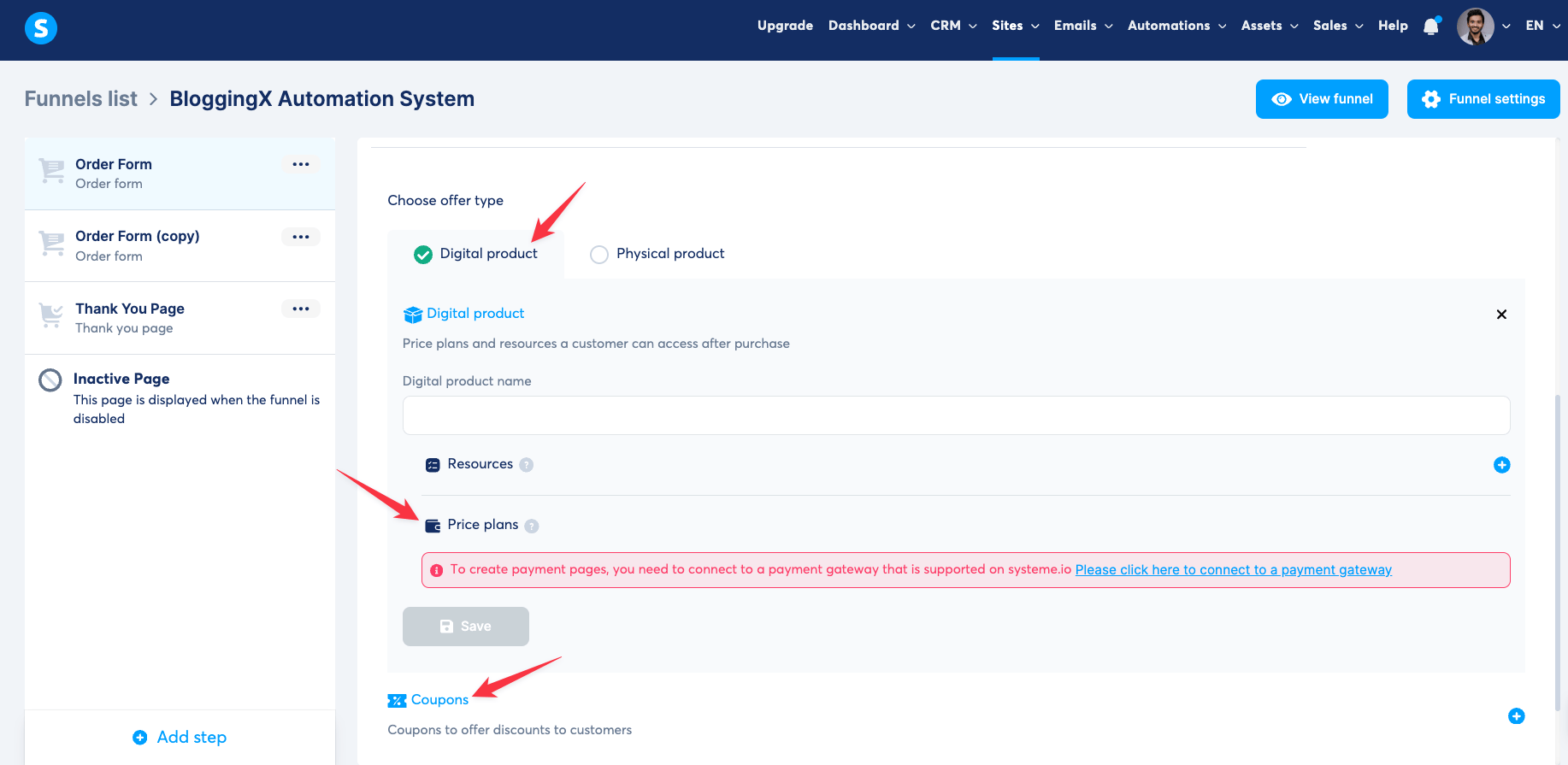 Selling digital products in Systeme