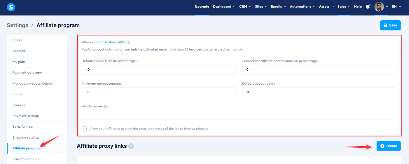 Systeme affiliate program
