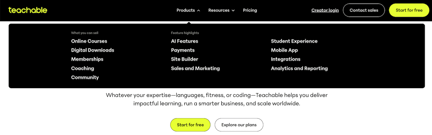 Teachable supported products
