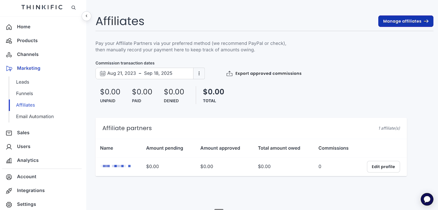 Thinkific affiliate program
