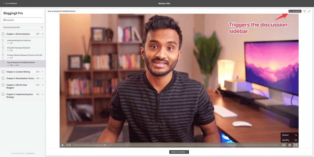 Thinkific discussion button