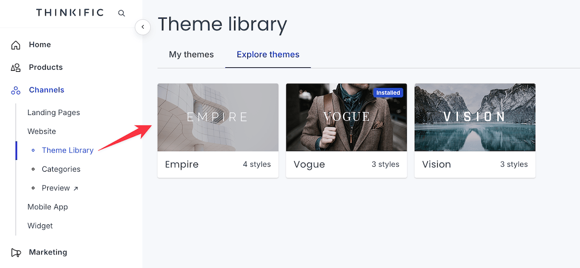 Thinkific theme library