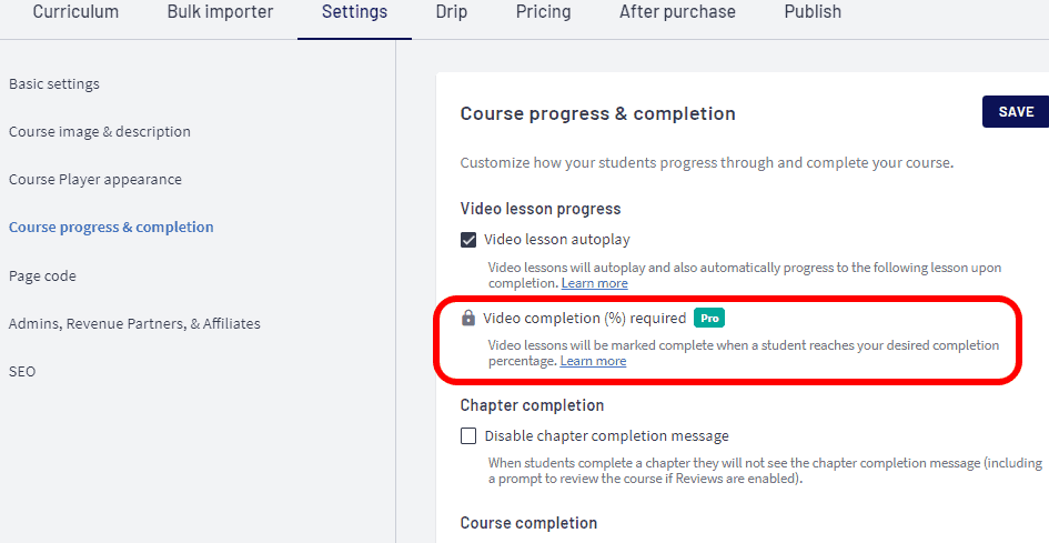 Thinkifics Course Completion Features
