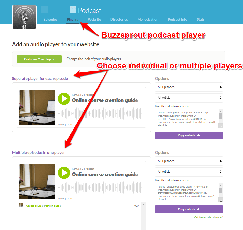 buzzsprout podcast player