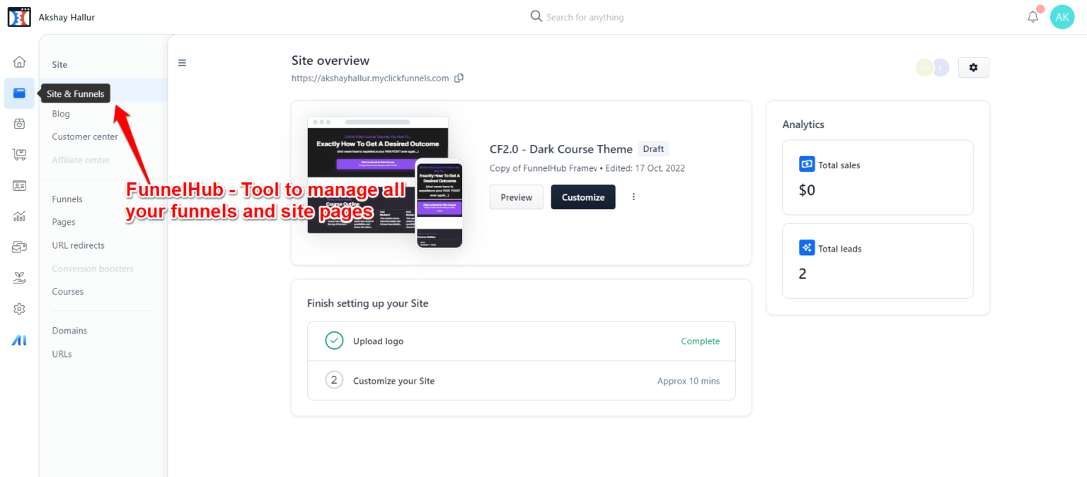 funnelhub site management in clickfunnels 1536x675 1