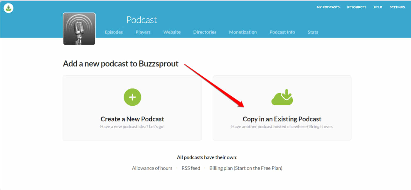 importing existing podcast to buzzsprout