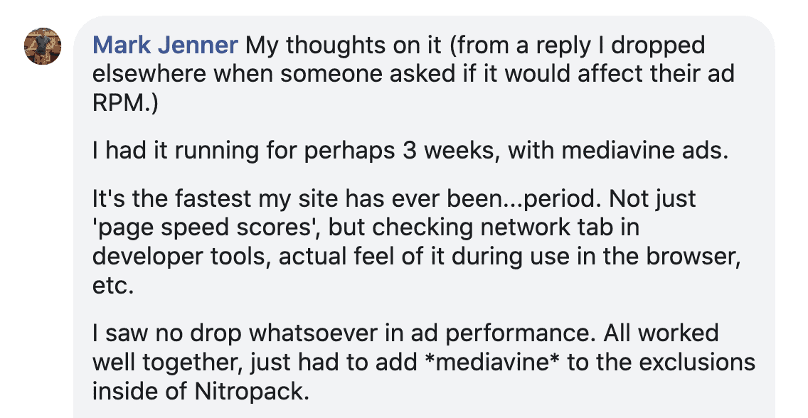 mark jenner fb post on impact of nitropack on his