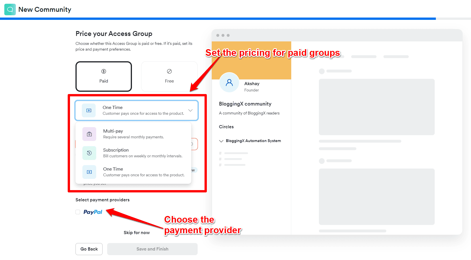 setting the charge for paid groups 1