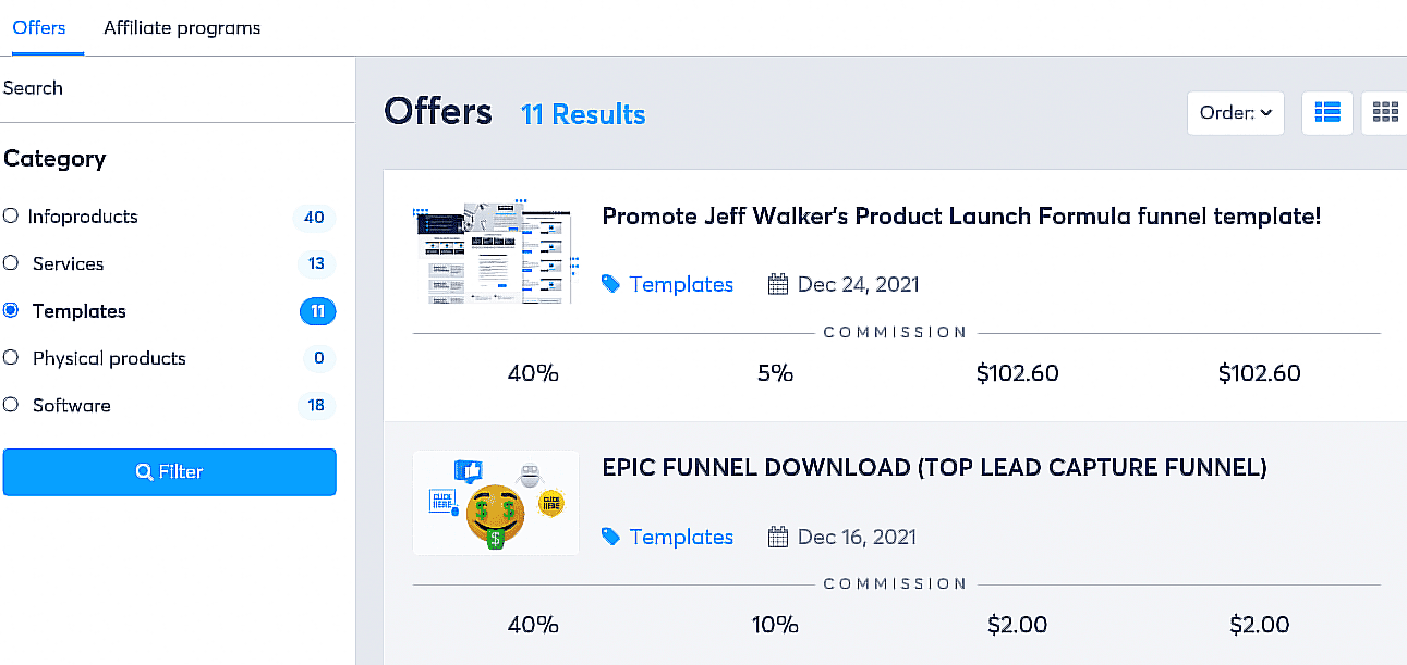 systeme marketplace for affiliates