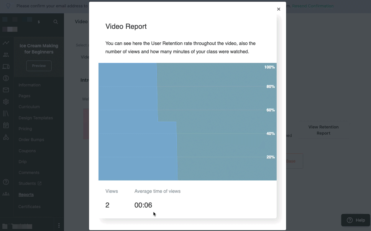 teachable video retention reports