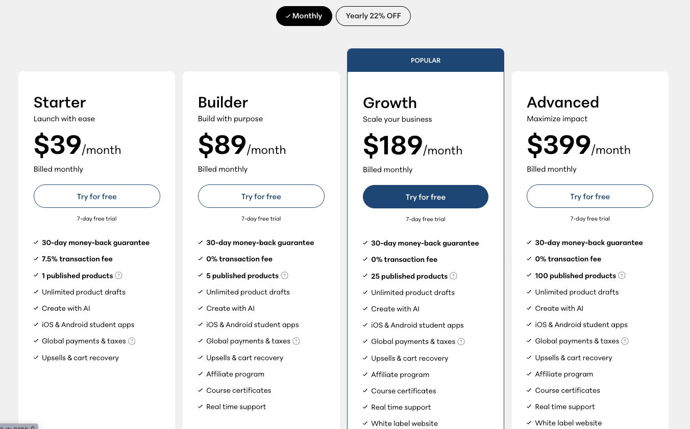 teachable pricing 2 1