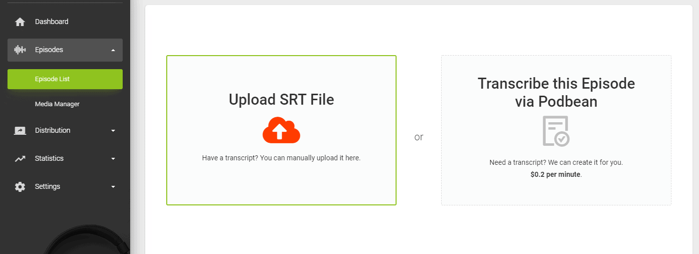uploading the transcriptions in podbean