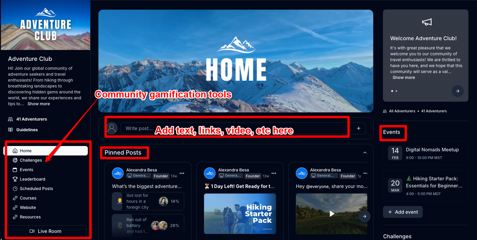 Kajabi community gamification tools
