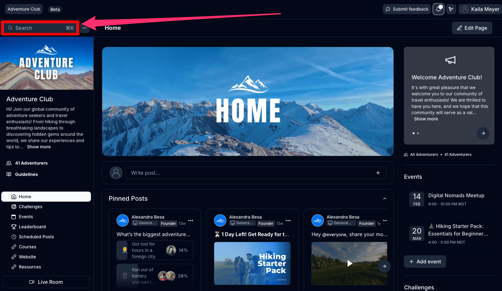 Kajabi community search