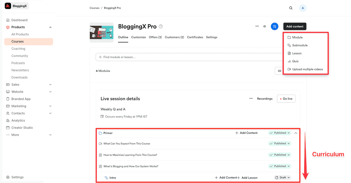Kajabi course outline