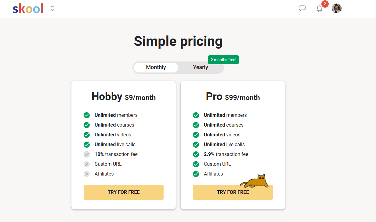 Skool pricing