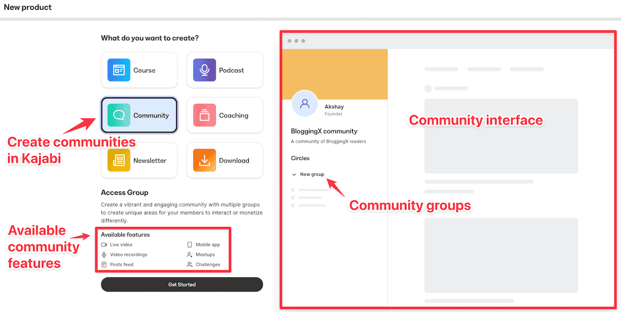 Kajabi community interface