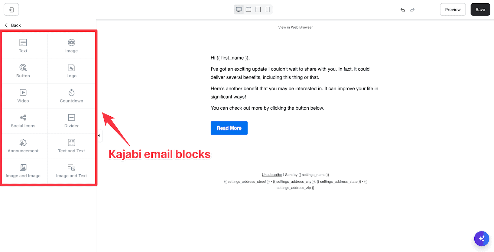 Kajabi email builder