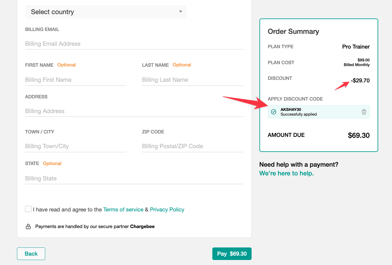 LearnWorlds checkout page